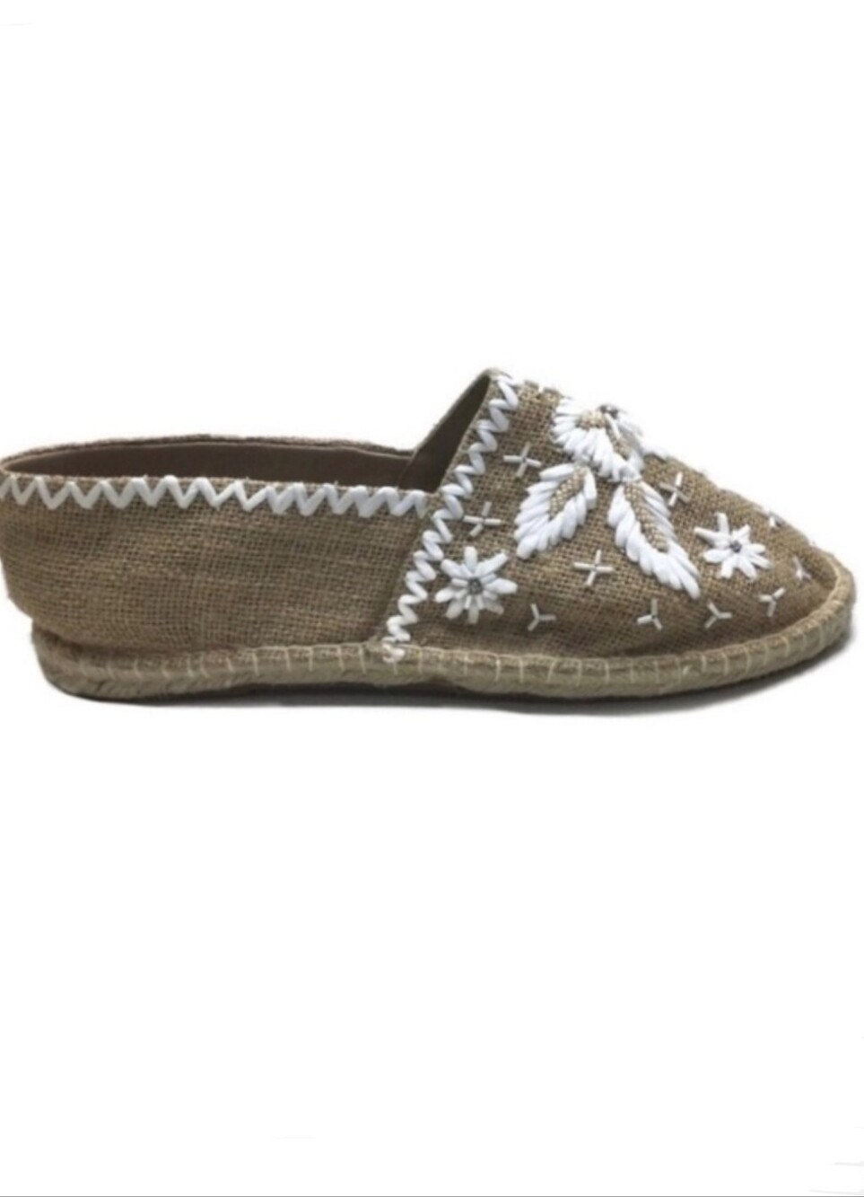 NWT Antik Batik X Johnny Was Tori Beaded Rhinestone Embroidered Espadrille Flats